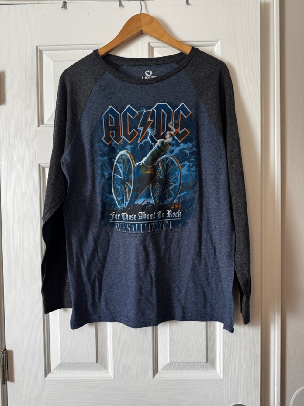 Liquid Blue AC/DC "For Those About To Rock" Raglan Baseball Tee